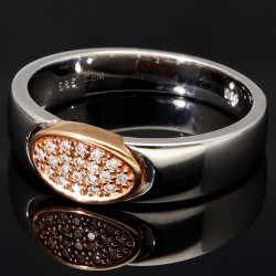 Edel designter CEM-Ring für Damen mit 20 Brillanten (gesamt ca. 0,08ct.) in 585 14K Bicolor Gold (Weißgold und Gelbgold) - Ringgröße ca. 56-57