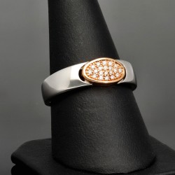 Edel designter CEM-Ring für Damen mit 20 Brillanten (gesamt ca. 0,08ct.) in 585 14K Bicolor Gold (Weißgold und Gelbgold) - Ringgröße ca. 56-57
