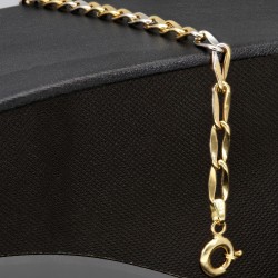 Elegantes Armband aus funkelndem - Bicolor Gold 14K / 585 Gelb- und Weißgold (ca. 19,5 cm Länge)