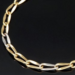 Elegantes Armband aus funkelndem - Bicolor Gold 14K / 585 Gelb- und Weißgold (ca. 19,5 cm Länge)