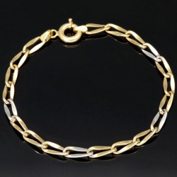 Elegantes Armband aus funkelndem - Bicolor Gold 14K / 585 Gelb- und Weißgold (ca. 19,5 cm Länge)