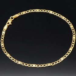 Feines Figaro Armband aus funkelndem 585 14k Gold, ca. 2mm breit, 19,5 cm lang