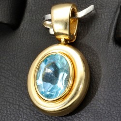 Sehr schöner Vintage-Anhänger mit eingefassten, ovalen himmelblauen Aquamarin in 14K / 585 Gold