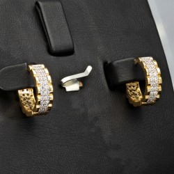 Mini Creolen mit funkelnden Zirkonia aus massivem 585 14K Gold