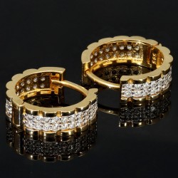 Mini Creolen mit funkelnden Zirkonia aus massivem 585 14K Gold