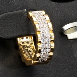 Mini Creolen mit funkelnden Zirkonia aus massivem 585 14K Gold