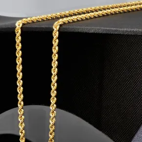 Edle Kordelkette in ca. 60 cm Länge aus hochwertigem 585er Gold 14k ca. 2,5 mm Breite