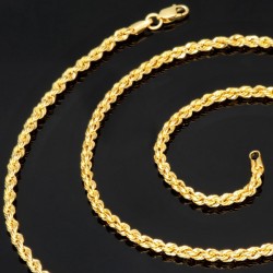 Prunkvolle Kordelkette aus funkelndem 585er Gold 14k,  ca. 55cm 2,5mm