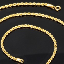 Glänzende Kordelkette in ca. 55cm Länge aus hochwertigem 14K 585 Gold ca. 2mm Breite