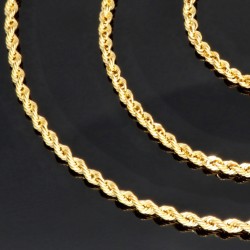 Glänzende Kordelkette in ca. 55cm Länge aus hochwertigem 14K 585 Gold ca. 2mm Breite