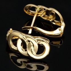 Elegante, glänzende Ohrringe mit englischem Verschluss aus hochwertigem 585er 14K Gelbgold