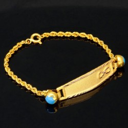 Baby - Armband mit Gravurplättchen aus hochwertigem 14k (585) Gold in ca. 14 cm Länge