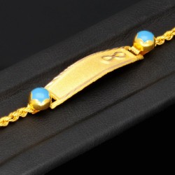 Baby - Armband mit Gravurplättchen aus hochwertigem 14k (585) Gold in ca. 14 cm Länge