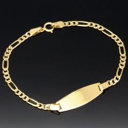 Baby - Armband mit Gravurplättchen aus hochwertigem 14k (585) Gold in ca. 15,5 cm Länge