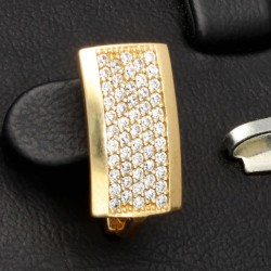 Bling Bling Ohrringe mit glitzernden Zirkonia aus massivem 585 14K Gold mit englischem Verschluss