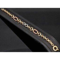 Gold-Armband für Damen aus hochwertigem 585er (14k) Tricolor Gelbgold, Roségold und Weißgold ca. 20cm lang