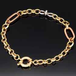 Gold-Armband für Damen aus hochwertigem 585er (14k) Tricolor Gelbgold, Roségold und Weißgold ca. 20cm lang