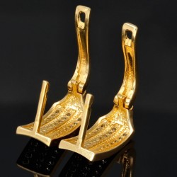 Stilvolle Ohrringe mit Zirkoniabesatz aus massivem 585 14K Gold mit englischem Verschluss
