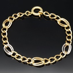 Elegantes Armband in modernem Design - Bicolor Gold 14K / 585 Gelb- und Weißgold (ca. 20cm Länge)