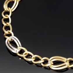 Elegantes Armband in modernem Design - Bicolor Gold 14K / 585 Gelb- und Weißgold (ca. 20cm Länge)