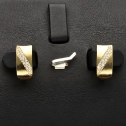 Massive Goldohrringe mit englischem Verschluss aus 585er 14K Gelbgold mit Zirkonia besetzt