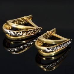 Bicolor Gold-Ohrringe in außergewöhnlichem Design in 14K / 585 Gelbgold und Weißgold
