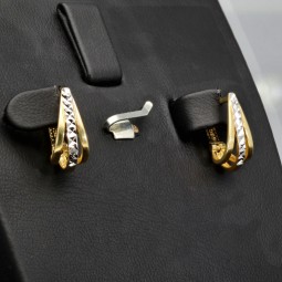 Bicolor Gold-Ohrringe in außergewöhnlichem Design in 14K / 585 Gelbgold und Weißgold