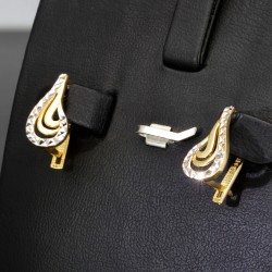 Goldohrringe aus 14 Karat / 585 Bicolor Massivgold (Gelbgold und Weißgold)