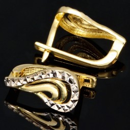 Goldohrringe aus 14 Karat / 585 Bicolor Massivgold (Gelbgold und Weißgold)