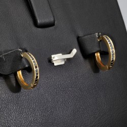 Mini Creolen mit schwarzen Zirkoniasteinen aus exquisitem Gold (585er 14K Gelbgold)