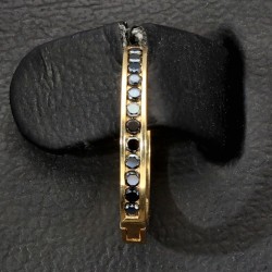 Mini Creolen mit schwarzen Zirkoniasteinen aus exquisitem Gold (585er 14K Gelbgold)