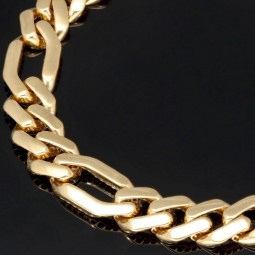 Außergewöhnliches Panzerarmband in edlem Figaro Design mit Zirkoniabesatz aus 14K/585 Gold in ca. 1 cm Stärke, ca. 21cm Länge, (ca. 13,6g)
