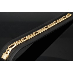 Außergewöhnliches Panzerarmband in edlem Figaro Design mit Zirkoniabesatz aus 14K/585 Gold in ca. 1 cm Stärke, ca. 21cm Länge, (ca. 13,6g)