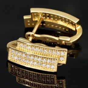 Massive Ohrringe mit Bling Bling Effekt, besetzt mit funkelnden Zirkonia aus exquisitem 585 14K Gold mit englischem Verschluss