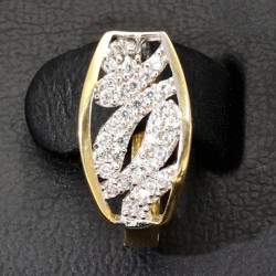 Stylische Ohrringe aus massivem Bicolor 585er 14K Gold mit Zirkonia mit englischem Verschluss (Weißgold und Gelbgold)