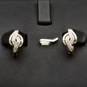 Exquisite Ohrringe mit Zirkoniabesatz und englischem Verschluss aus massivem 585er 14K Gold