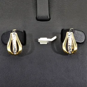 Stilvolle Bicolor Gold-Ohrringe in edlem 14K / 585 Gelbgold und Weißgold