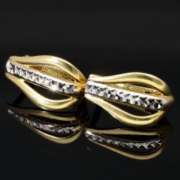 Stilvolle Bicolor Gold-Ohrringe in edlem 14K / 585 Gelbgold und Weißgold