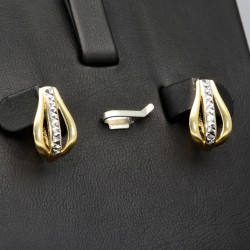 Stilvolle Bicolor Gold-Ohrringe in edlem 14K / 585 Gelbgold und Weißgold