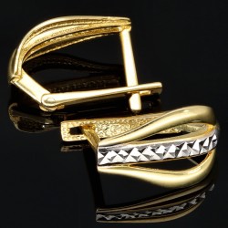 Stilvolle Bicolor Gold-Ohrringe in edlem 14K / 585 Gelbgold und Weißgold