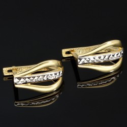 Stilvolle Bicolor Gold-Ohrringe in edlem 14K / 585 Gelbgold und Weißgold