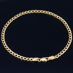Edles Panzerarmband aus glanzvollem 585 14k Gold, ca. 3mm breit, 19cm lang