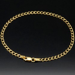 Edles Panzerarmband aus glanzvollem 585 14k Gold, ca. 3mm breit, 19cm lang