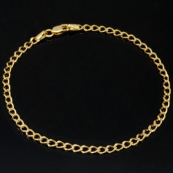 Edles Panzerarmband aus glanzvollem 585 14k Gold, ca. 3mm breit, 19cm lang