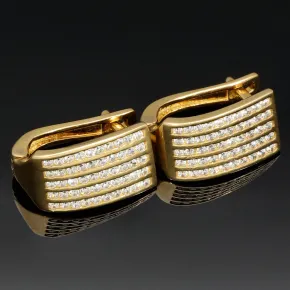 Massive Ohrringe mit funkelndem Zirkoniabesatz aus hochwertigem 14K 585 Gelbgold