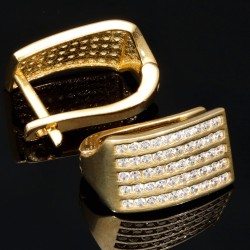 Massive Ohrringe mit funkelndem Zirkoniabesatz aus hochwertigem 14K 585 Gelbgold