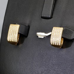 Massive Ohrringe mit funkelndem Zirkoniabesatz aus hochwertigem 14K 585 Gelbgold