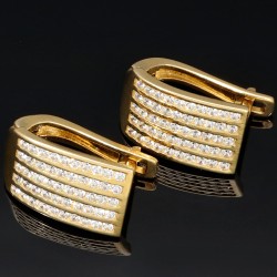 Massive Ohrringe mit funkelndem Zirkoniabesatz aus hochwertigem 14K 585 Gelbgold