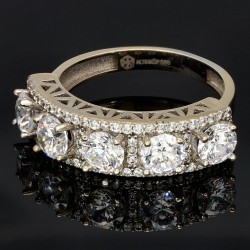 Ring aus 585 / 14K Weißgold für Damen mit vielen glitzernden Zirkonia besetzt (ca. 58 RG)