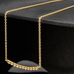 Feines Damencollier aus 585er (14k) Gelbgold mit einem von Zirkoniasteinen besetzten Anhänger in graziösem Design  (Länge ca. 45 cm)